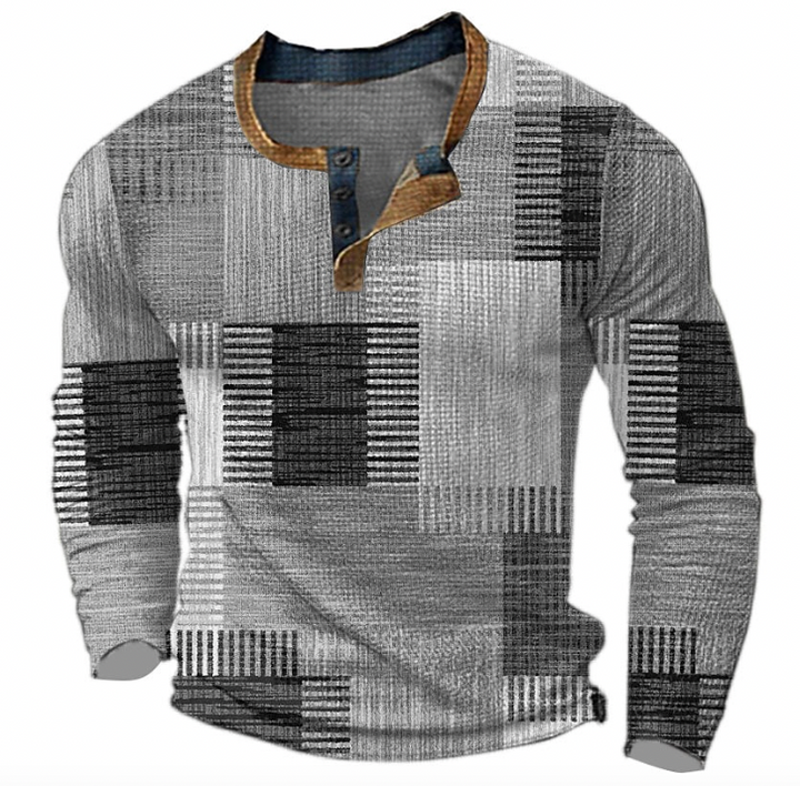 Johan | Stilfuld Henley-skjorte med geometrisk mønster