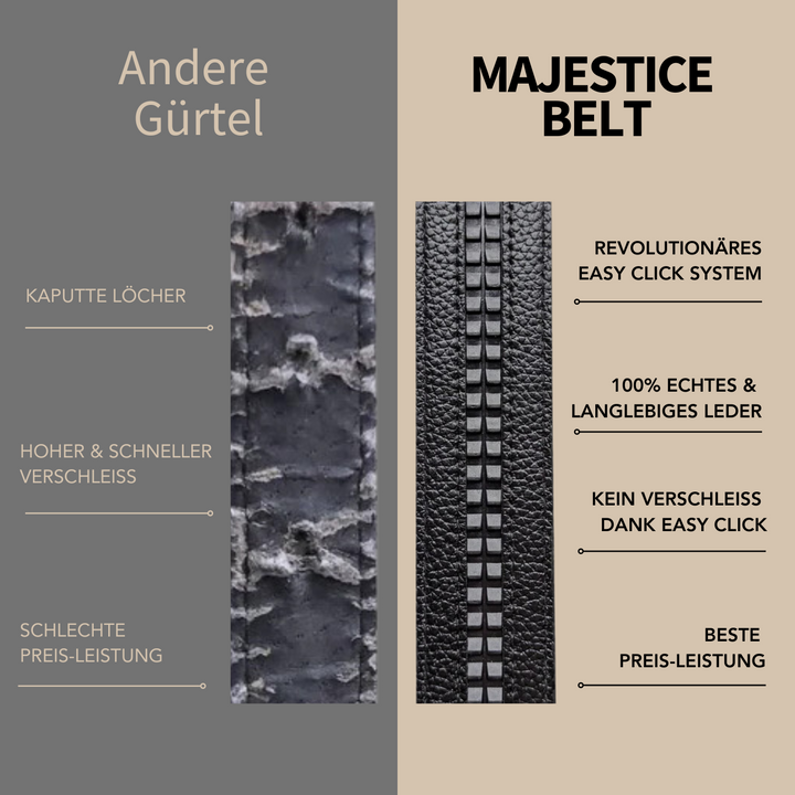MAJESTICE BELT: Dame Læderbælte med Easy-Click Automatisk Spænde + GRATIS Gaveæske